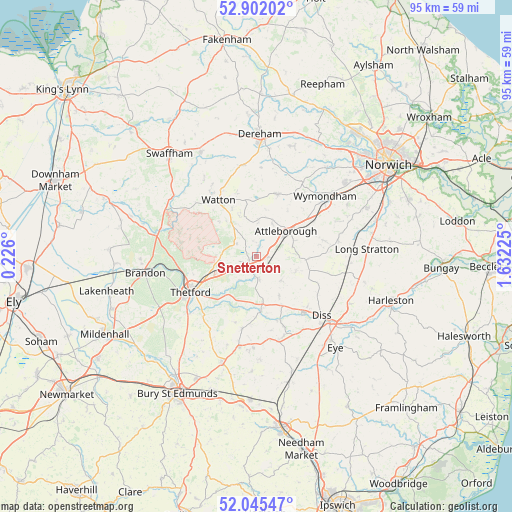 Snetterton on map