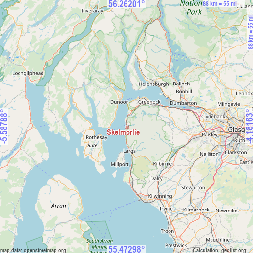 Skelmorlie on map