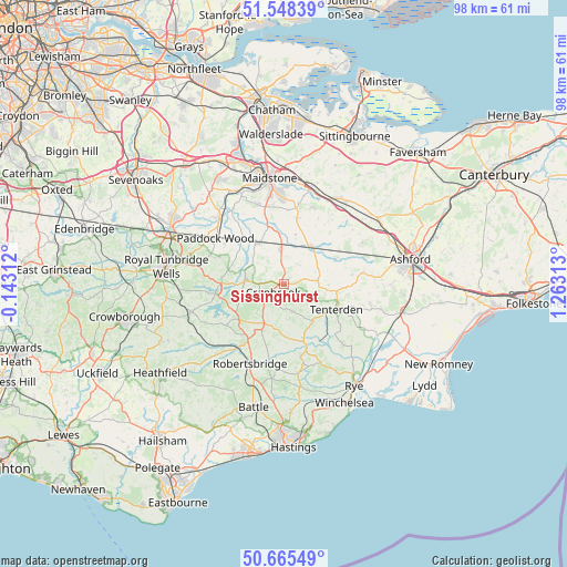 Sissinghurst on map