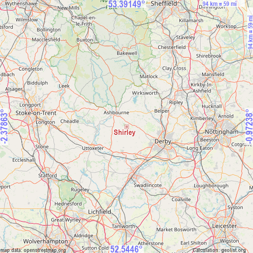 Shirley on map