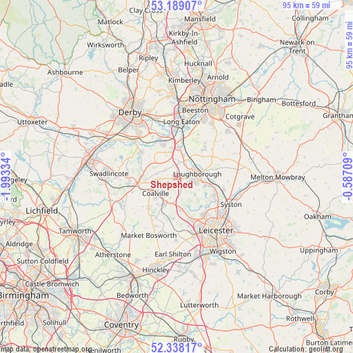 Shepshed on map