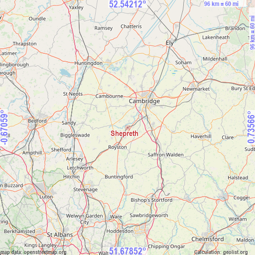 Shepreth on map