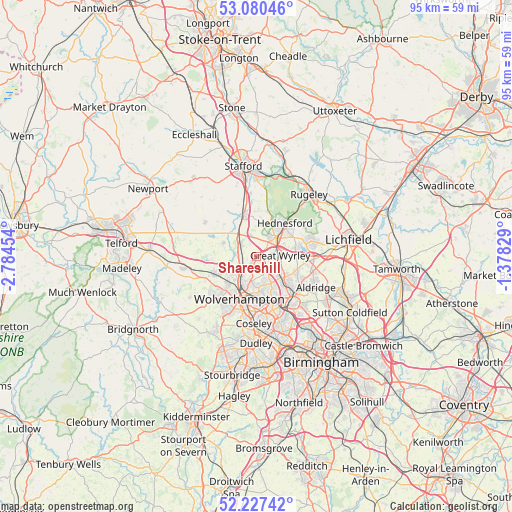 Shareshill on map