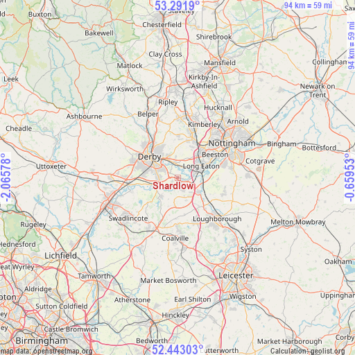 Shardlow on map