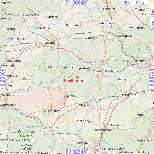 Shalbourne on map