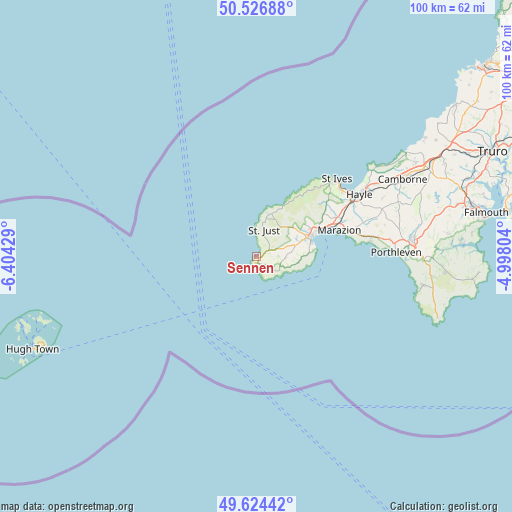 Sennen on map