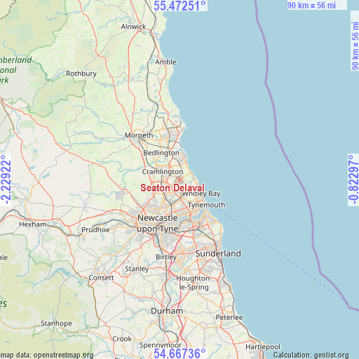 Seaton Delaval on map