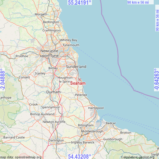 Seaham on map