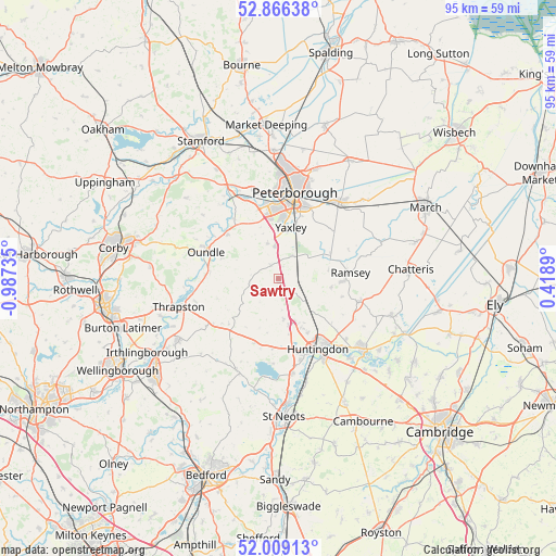 Sawtry on map