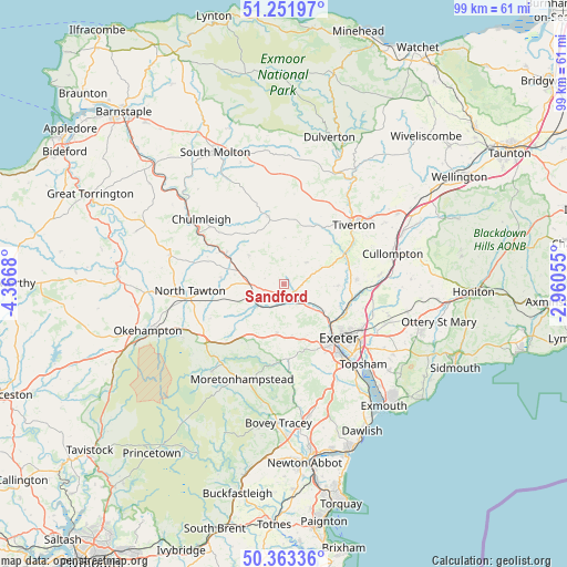 Sandford on map