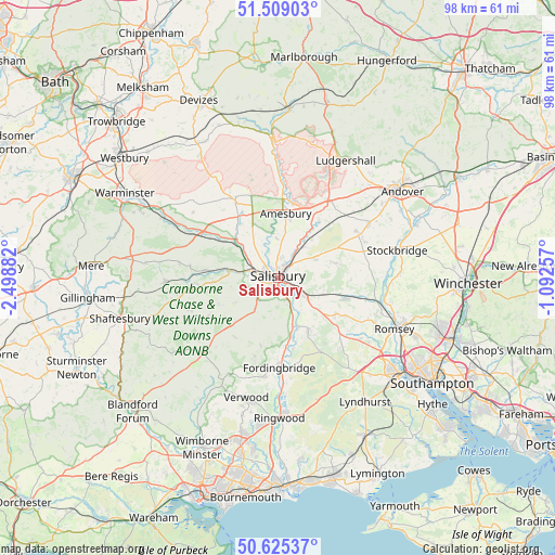 Salisbury on map