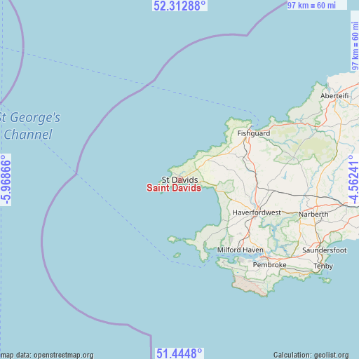 Saint Davids on map