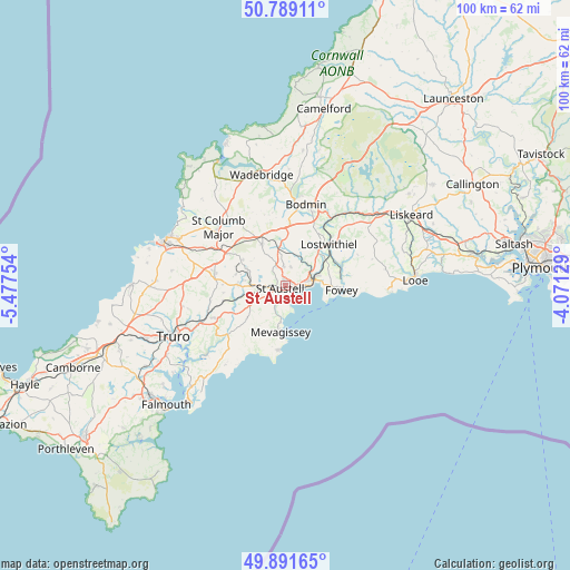 St Austell on map
