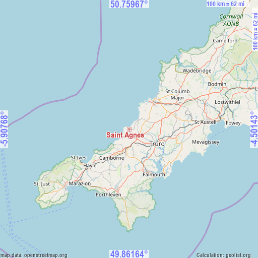 Saint Agnes on map