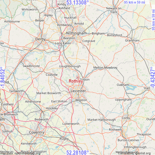 Rothley on map