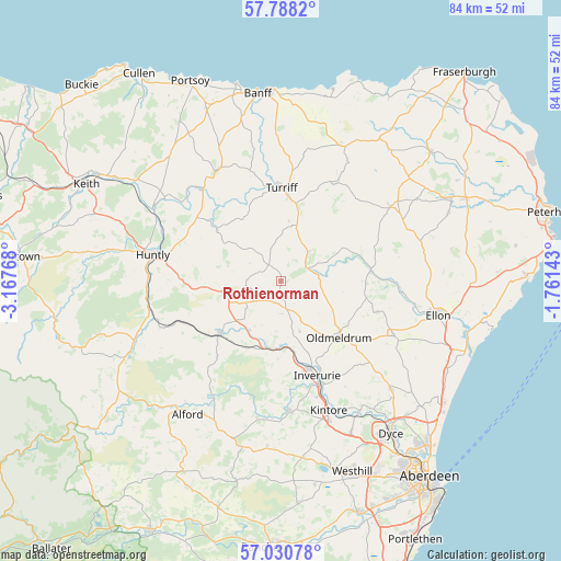Rothienorman on map