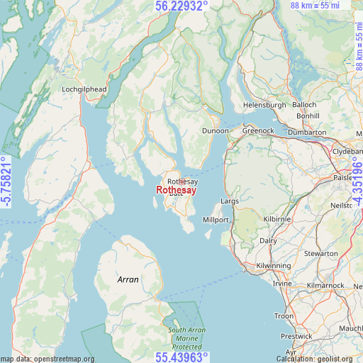 Rothesay on map