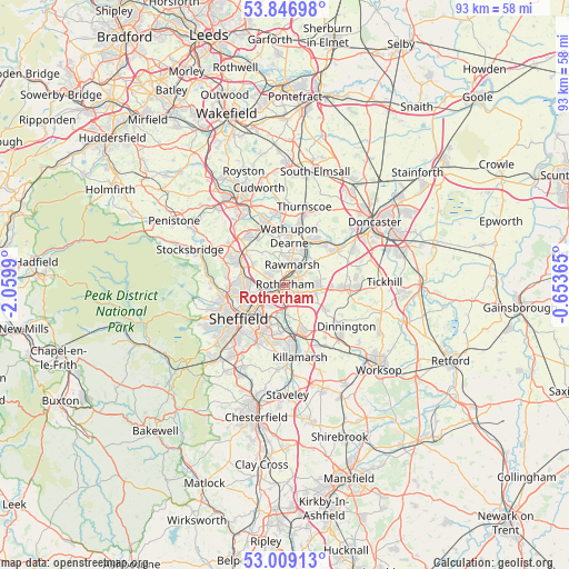 Rotherham on map