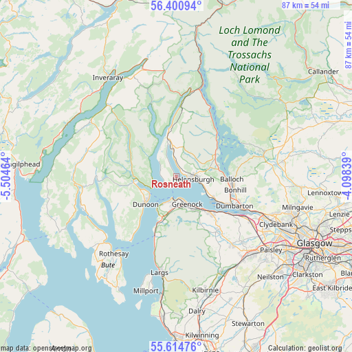 Rosneath on map