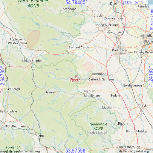 Reeth on map