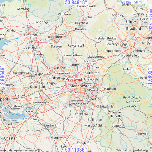 Prestwich on map