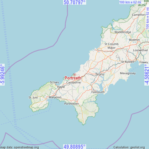 Portreath on map