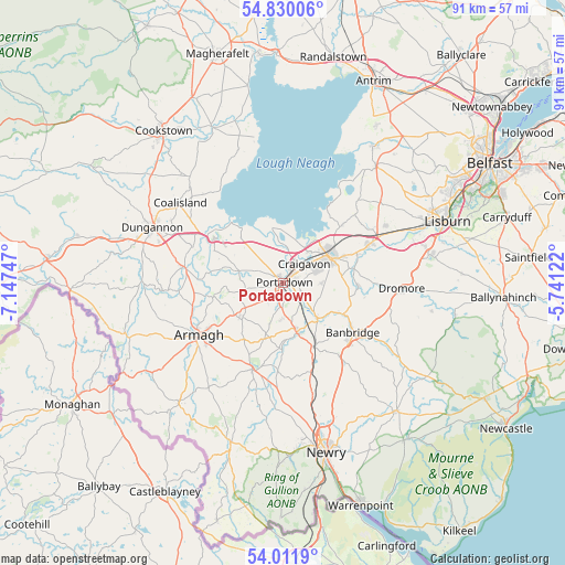 Portadown on map