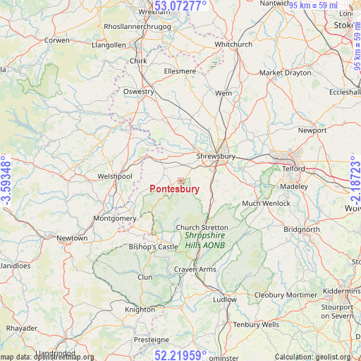 Pontesbury on map