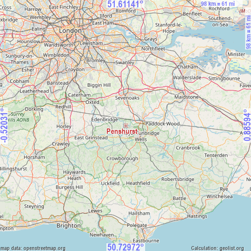 Penshurst on map