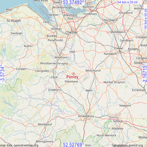 Penley on map