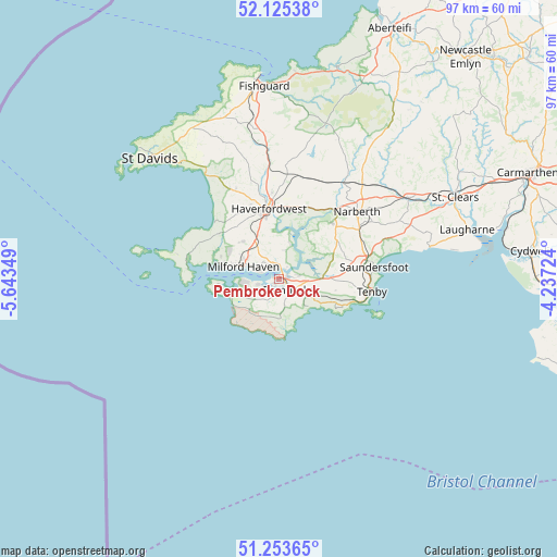 Pembroke Dock on map