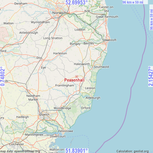 Peasenhall on map