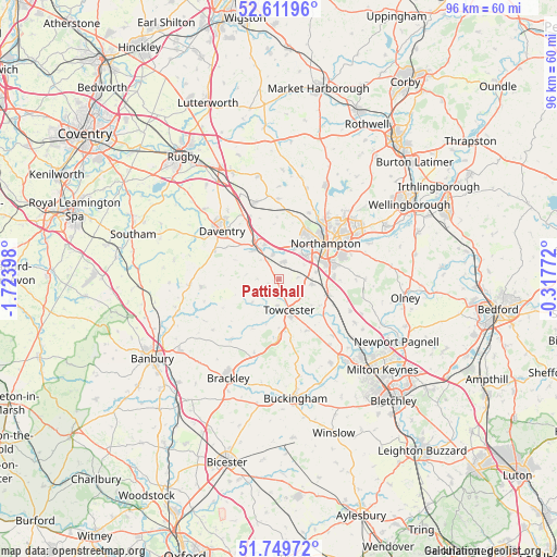 Pattishall on map