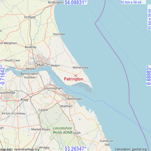 Patrington on map
