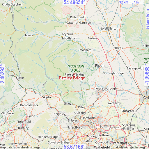 Pateley Bridge on map