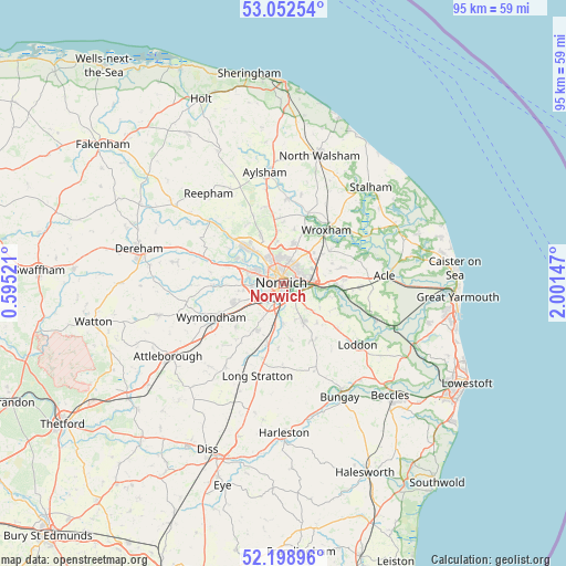 Norwich on map