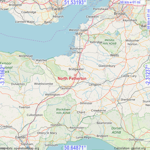 North Petherton on map