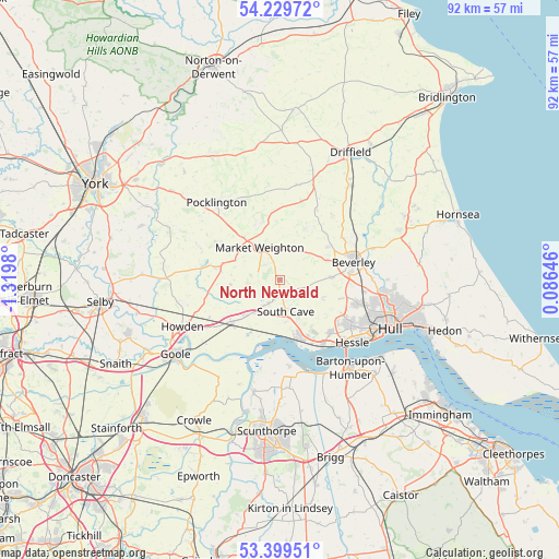 North Newbald on map