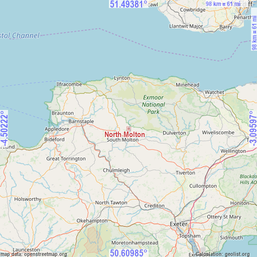 North Molton on map