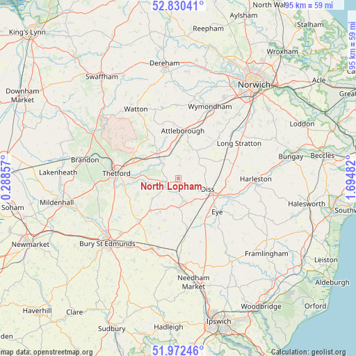 North Lopham on map