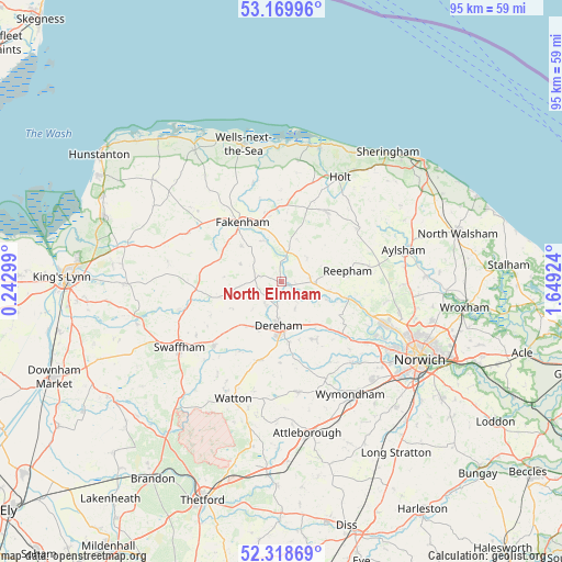 North Elmham on map