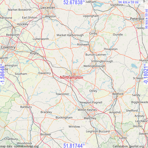 Northampton on map