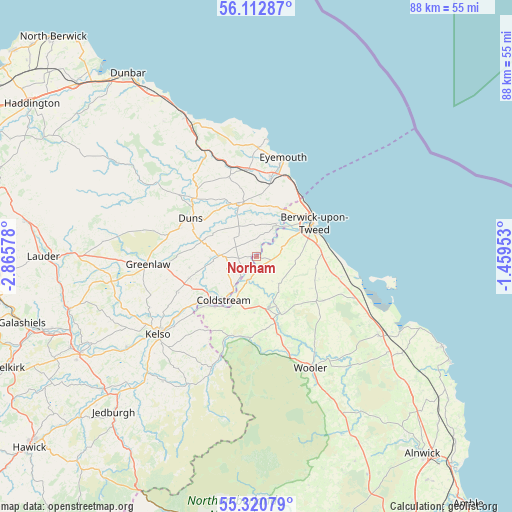 Norham on map