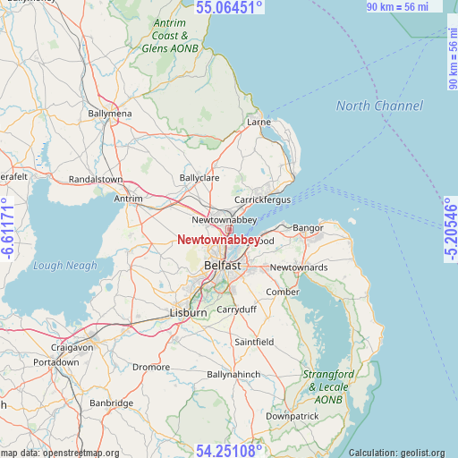 Newtownabbey on map