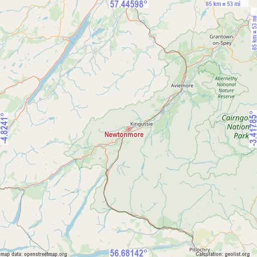 Newtonmore on map