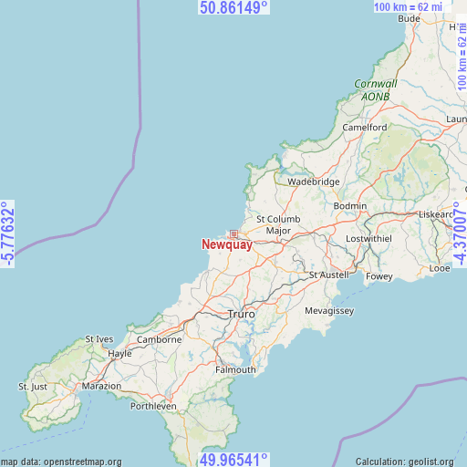 Newquay on map