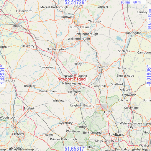 Newport Pagnell on map