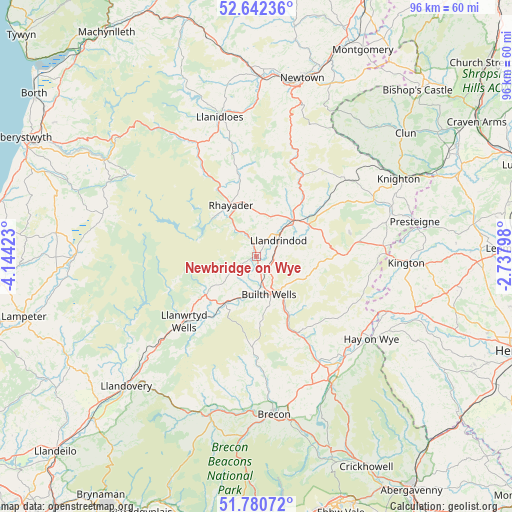 Newbridge on Wye on map