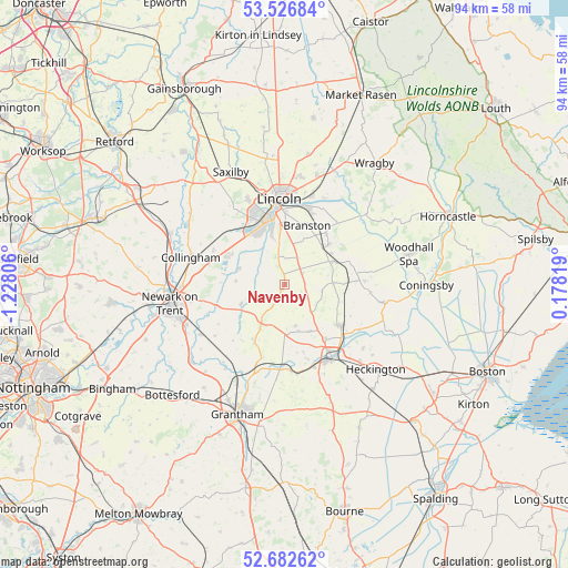 Navenby on map