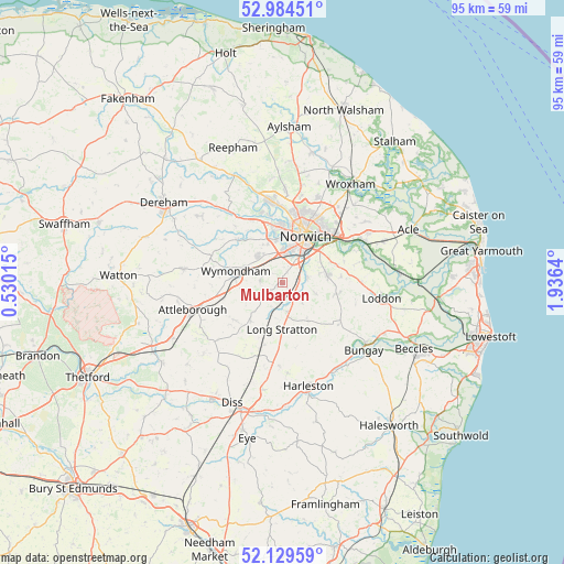 Mulbarton on map